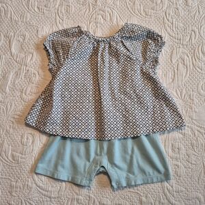 Robeez girls size 18-24 months romper with top attached, brown, teal VGUC